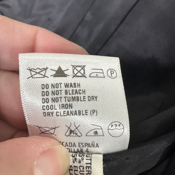 Escada Blazer Womens 42 Black Wool Stretch Classic Two Button Jacket Gold Accent - Picture 11 of 16